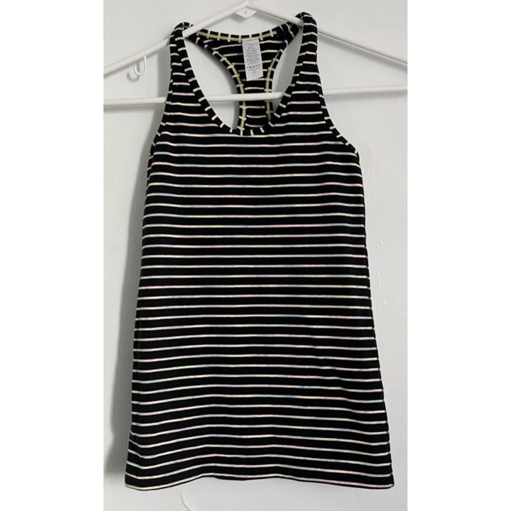 Ivivva • Black with Rainbow Space Dye Striped Tank Top